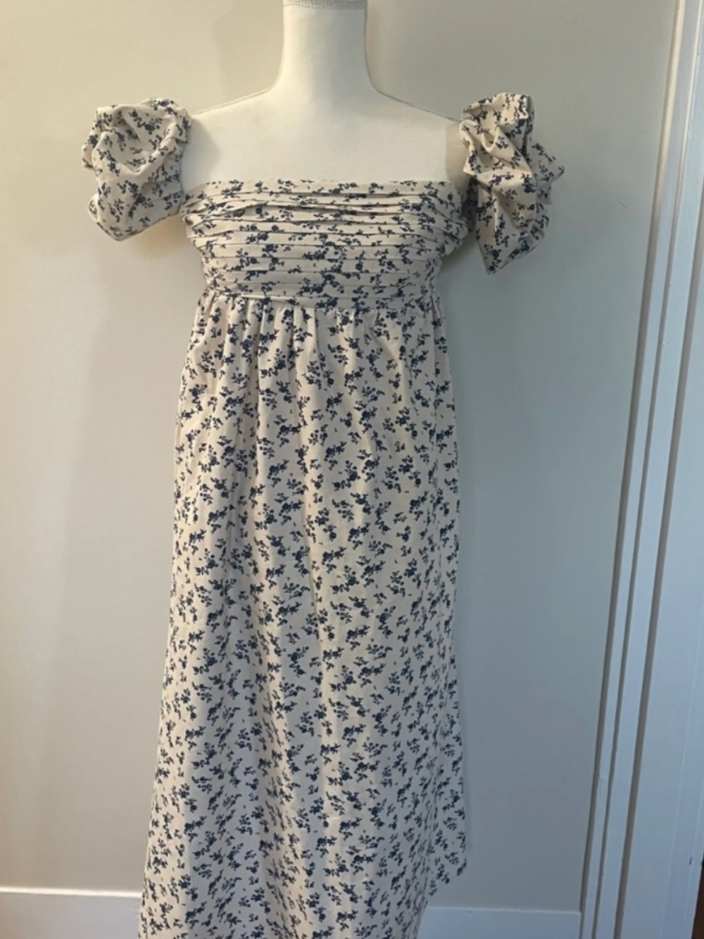 Altar'd State Cream Floral Off-Shoulder Midi Dress